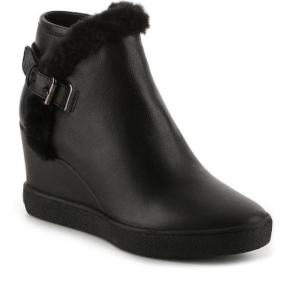 AQUATALIA LEATHER CAMERON FUR TRIM WEDGE BOOTIES SIZE 9 EUC - Picture 2 of 13